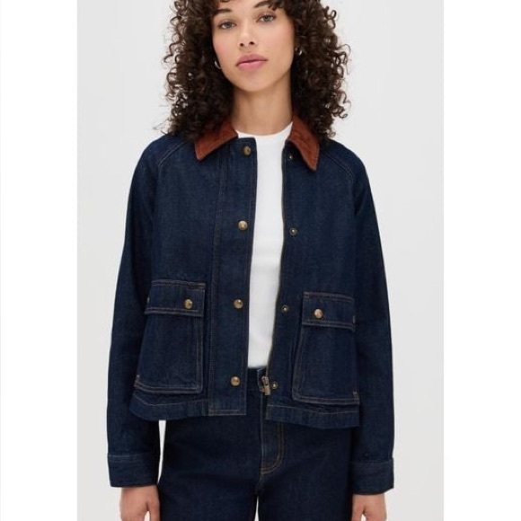 MADEWELL WOMENS BLUE DENIM TRAPEZE JACKET SIZE XL NWOT - Picture 2 of 6